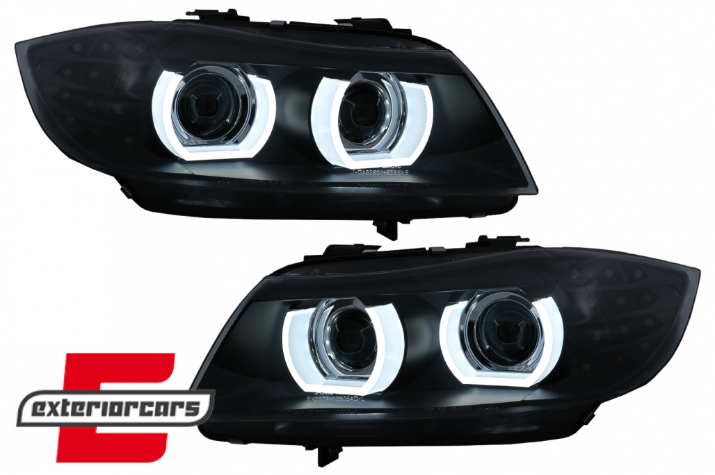 Prednja svjetla 3D Angel Eyes LED DRL Xenon (crna) / BMW serije 3 E90 E91 LCI (2008-2011) - Slika 2