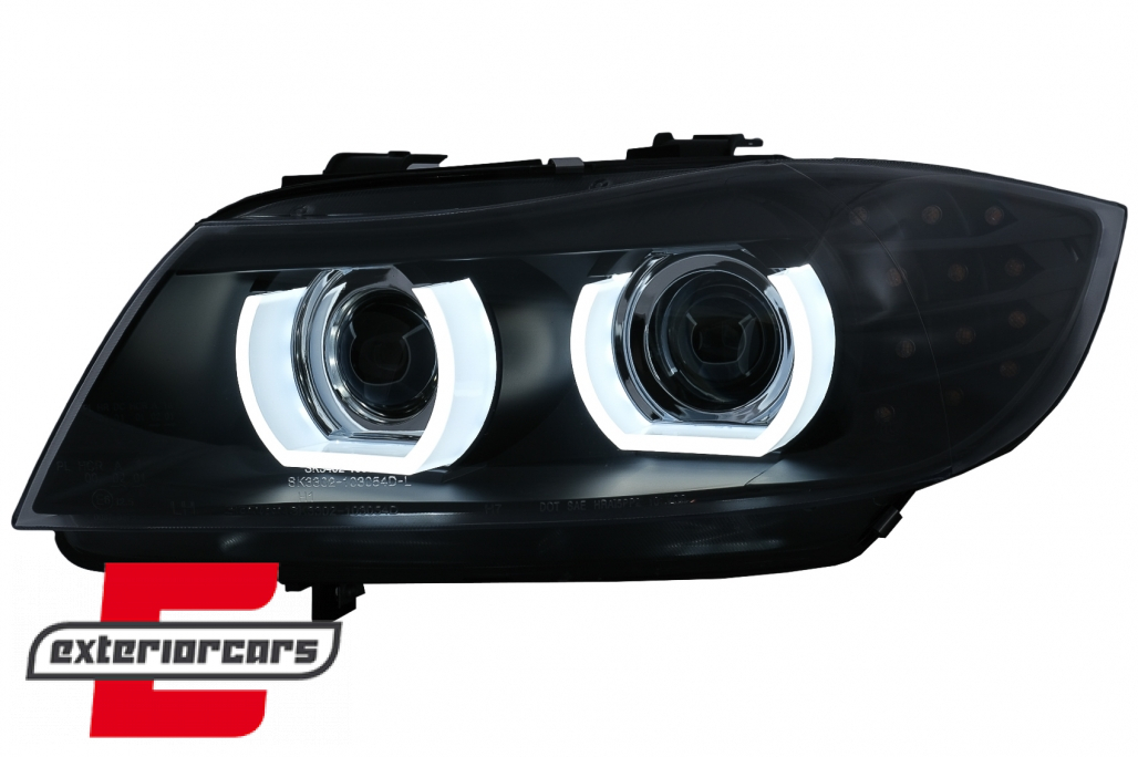Prednja svjetla 3D Angel Eyes LED DRL Xenon (crna) / BMW serije 3 E90 E91 LCI (2008-2011) - Slika 3
