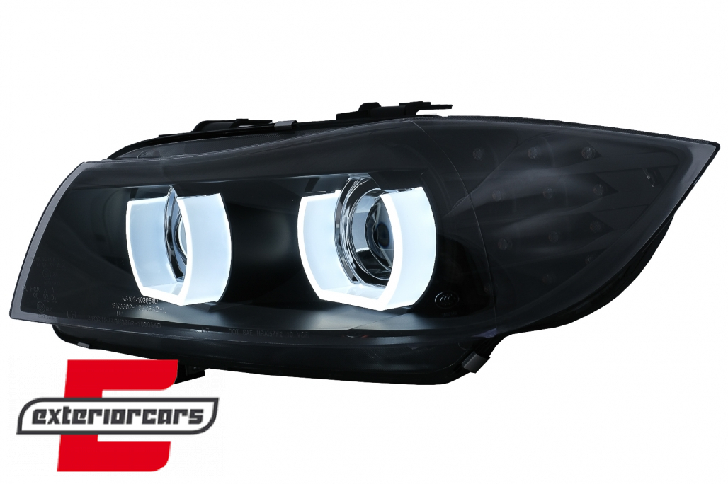 Prednja svjetla 3D Angel Eyes LED DRL Xenon (crna) / BMW serije 3 E90 E91 LCI (2008-2011) - Slika 5