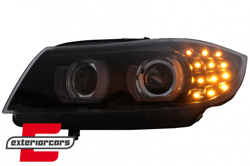 Prednja svjetla 3D Angel Eyes LED DRL Xenon (crna) / BMW serije 3 E90 E91 LCI (2008-2011) - Slika 9