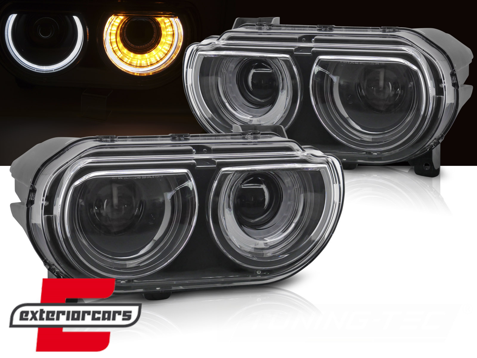 Prednja svjetla LED DRL SEQ žmigavci (crna) / Dodge Challenger (2008-2014)