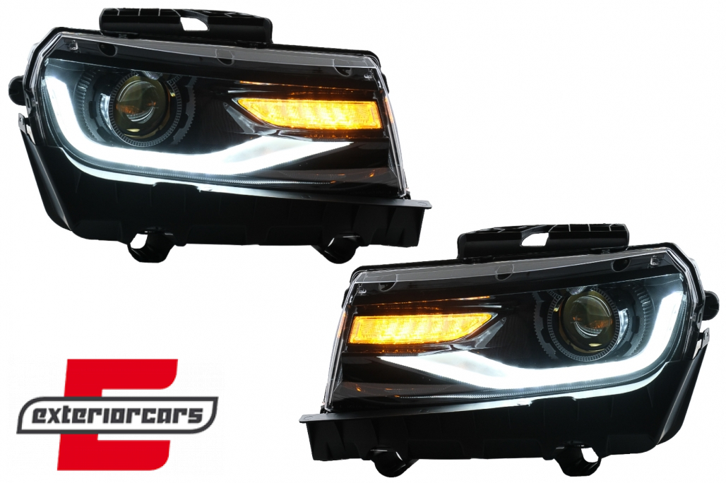 Prednja svjetla LED DRL SEQ žmigavci Facelift 2016 look (crna) / Chevrolet Camaro Mk5 Facelift (2013-2015) - Slika 9