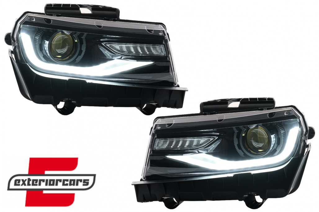Prednja svjetla LED DRL SEQ žmigavci Facelift 2016 look (crna) / Chevrolet Camaro Mk5 Facelift (2013-2015) - Slika 5
