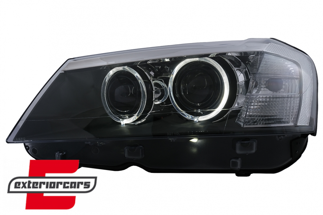 Prednja svjetla LED Angel Eyes Xenon look (crna) / BMW X3 F25 SUV (2010-2014) - Slika 3