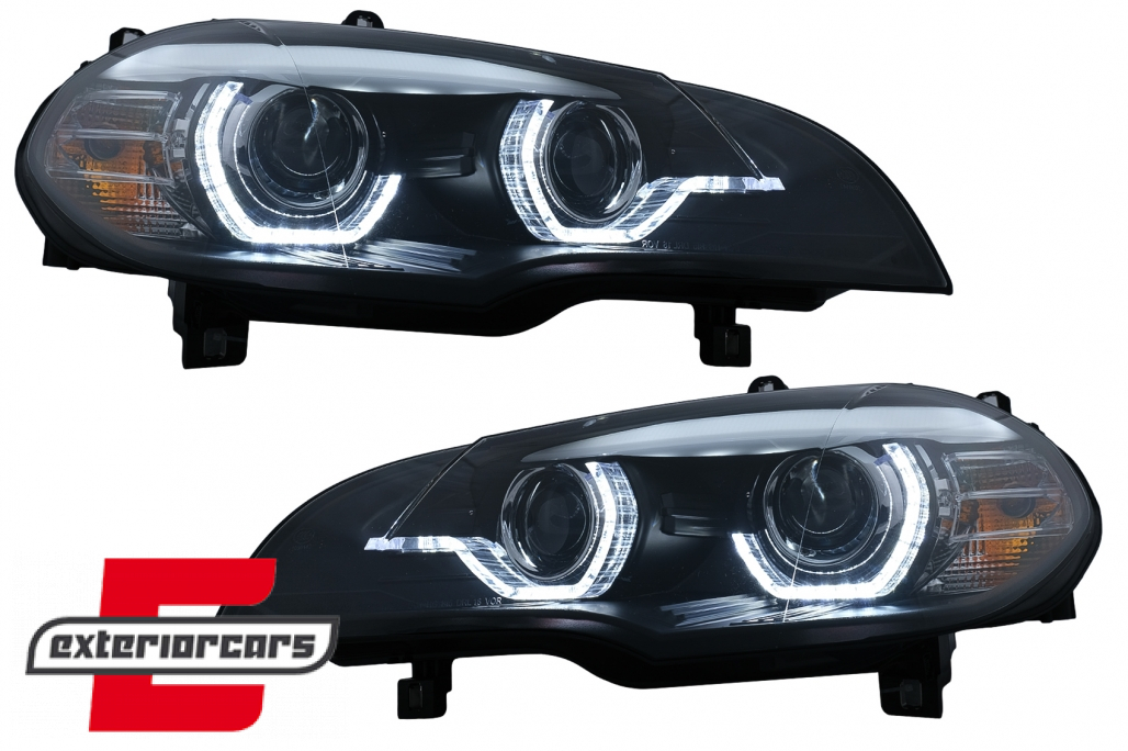 Prednja svjetla 3D LED Angel Eyes XENON (crna) / BMW X5 E70 (2007-2010) - Slika 2