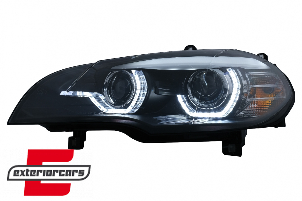 Prednja svjetla 3D LED Angel Eyes XENON (crna) / BMW X5 E70 (2007-2010) - Slika 3