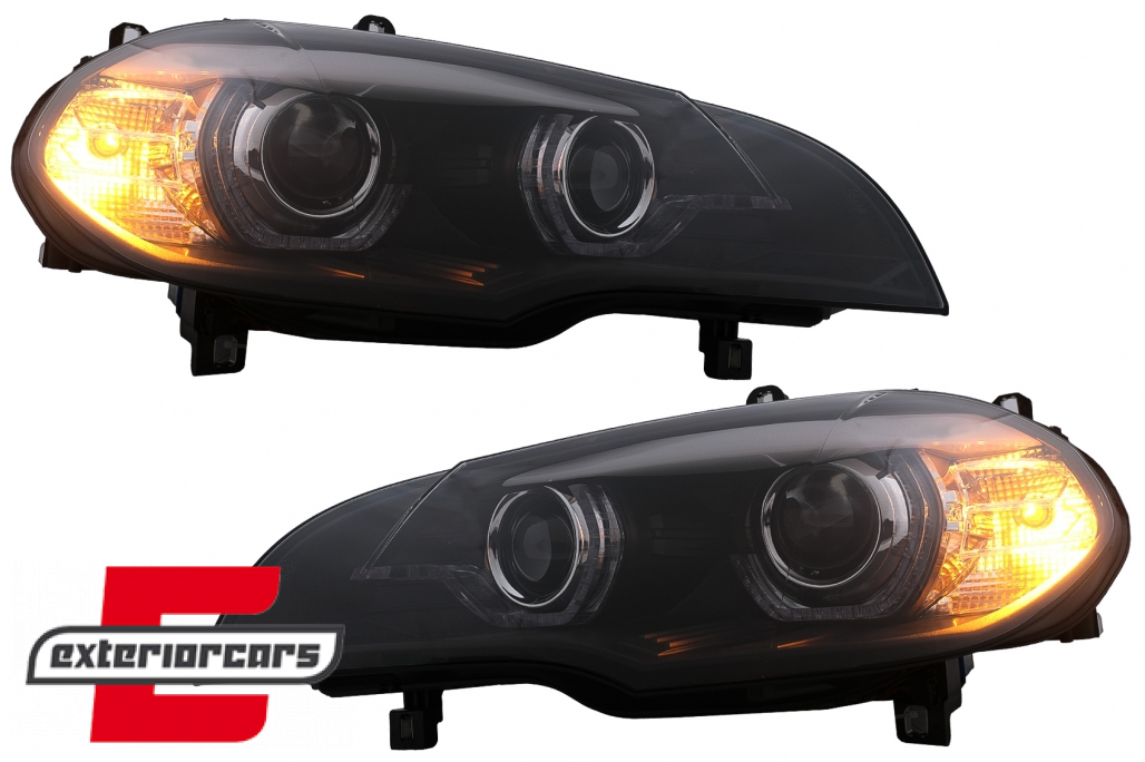 Prednja svjetla 3D LED Angel Eyes XENON (crna) / BMW X5 E70 (2007-2010) - Slika 8