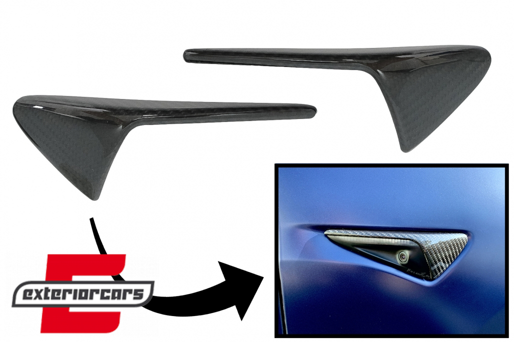 Poklopci bočnih žmigavaca (pravi carbon) / Tesla Model 3 Y S X (10.2016-)