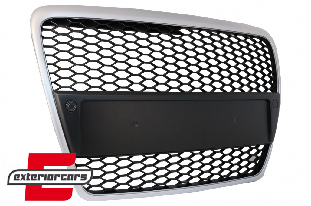 Prednja maska RS6 dizajn (mat srebrna) / Audi A6 4F 4F2 C6 (2004-2011) - Slika 2