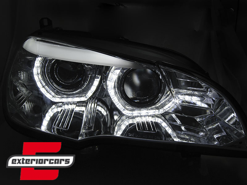 Prednja svjetla 3D LED Angel Eyes XENON (chrome) / BMW X5 E70 (2007-2010) - Slika 3