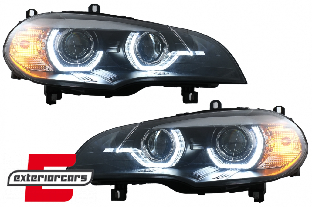 Prednja svjetla 3D LED Angel Eyes XENON (crna) / BMW X5 E70 (2007-2010) - Slika 2