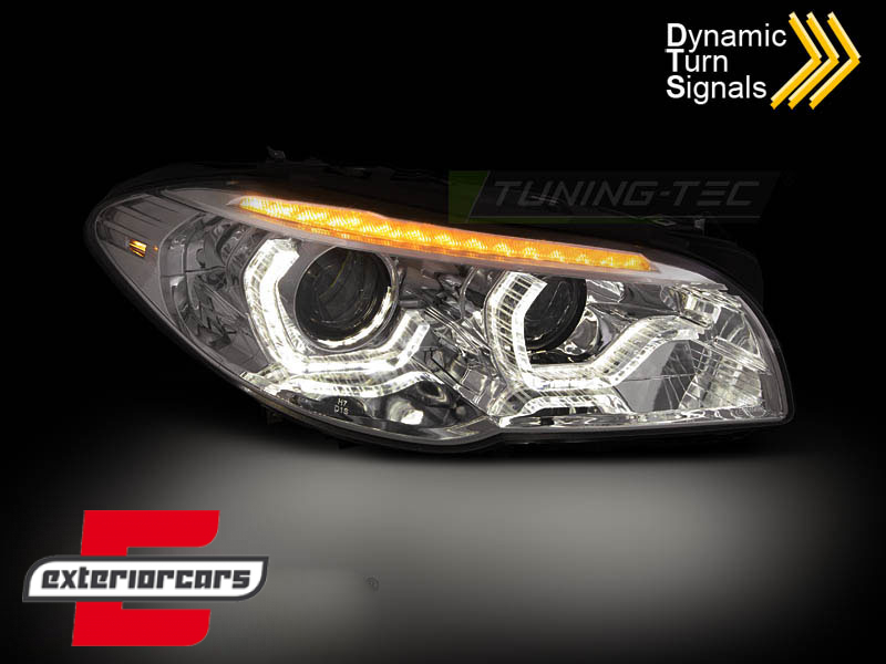 Prednja svjetla LED 3D Angel Eyes SEQ žmigavci Xenon (chrome) / BMW serije 5 F10 F11 (2011-2013) - Slika 2
