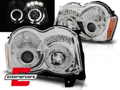 Prednja svjetla Angel Eyes (chrome) / / Jeep Grand Cherokee WK Facelift (2008-2010)