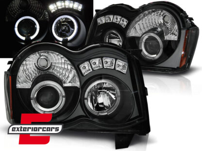 Prednja svjetla Angel Eyes (crna) / / Jeep Grand Cherokee WK Facelift (2008-2010)