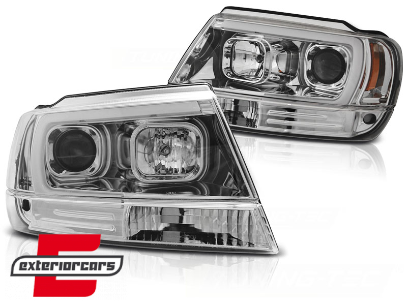 Prednja svjetla LED TubeLight (chrome) / JEEP Grand Cherokee (1999-05.2005) - Slika 2