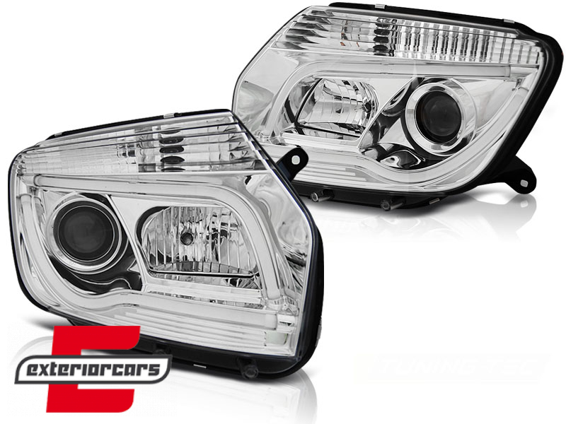 Prednja svjetla LED TubeLight dizajn (chrome) / Dacia Duster I (2010-2013) - Slika 2