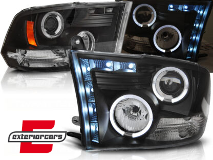 Prednja svjetla Angel Eyes (crna) / Dodge RAM (2009-2018)