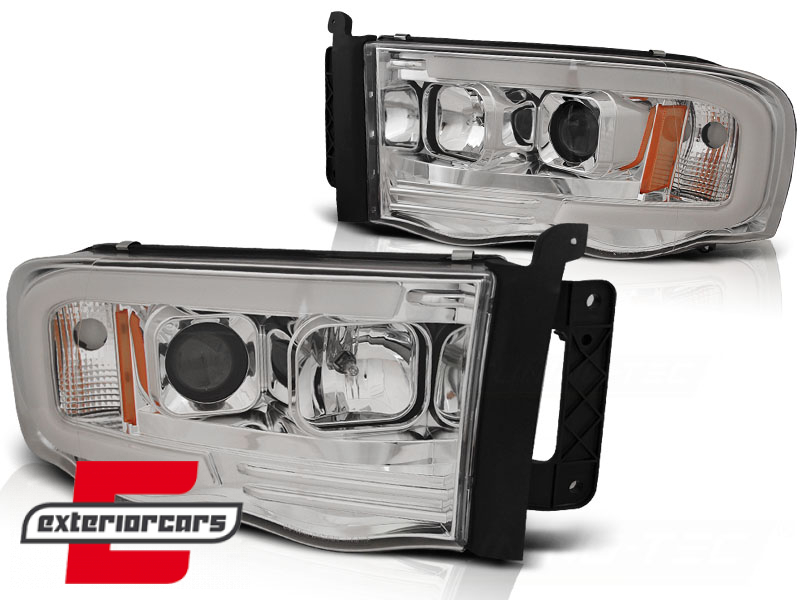 Prednja svjetla LED TubeLight dizajn (chrome) / Dodge RAM (2002-2006) - Slika 2