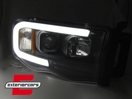 Prednja svjetla LED TubeLight dizajn (crna) / Dodge RAM (2002-2006) - Slika 3