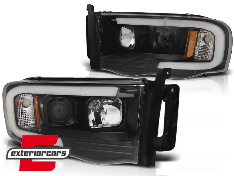 Prednja svjetla LED TubeLight dizajn (crna) / Dodge RAM (2002-2006) - Slika 2