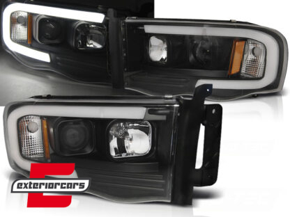 Prednja svjetla LED TubeLight dizajn (crna) / Dodge RAM (2002-2006)