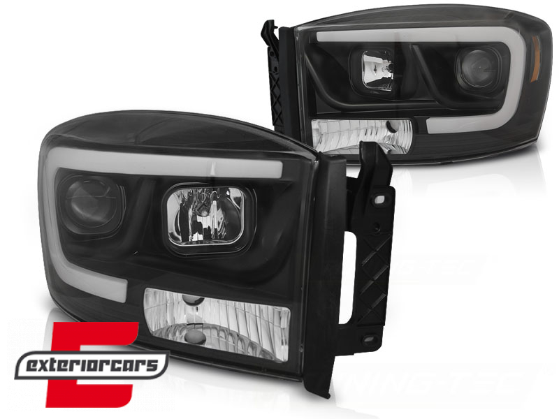 Prednja svjetla LED TubeLight dizajn (crna) / Dodge RAM (2006-2008) - Slika 2