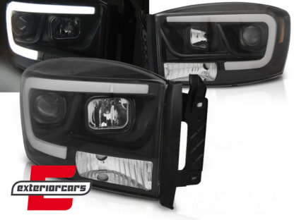 Prednja svjetla LED TubeLight dizajn (crna) / Dodge RAM (2006-2008)
