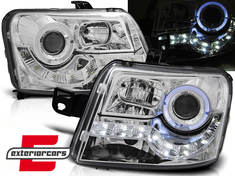 Prednja svjetla LED Angel Eyes (chrome) / Fiat Panda (2003-2012)