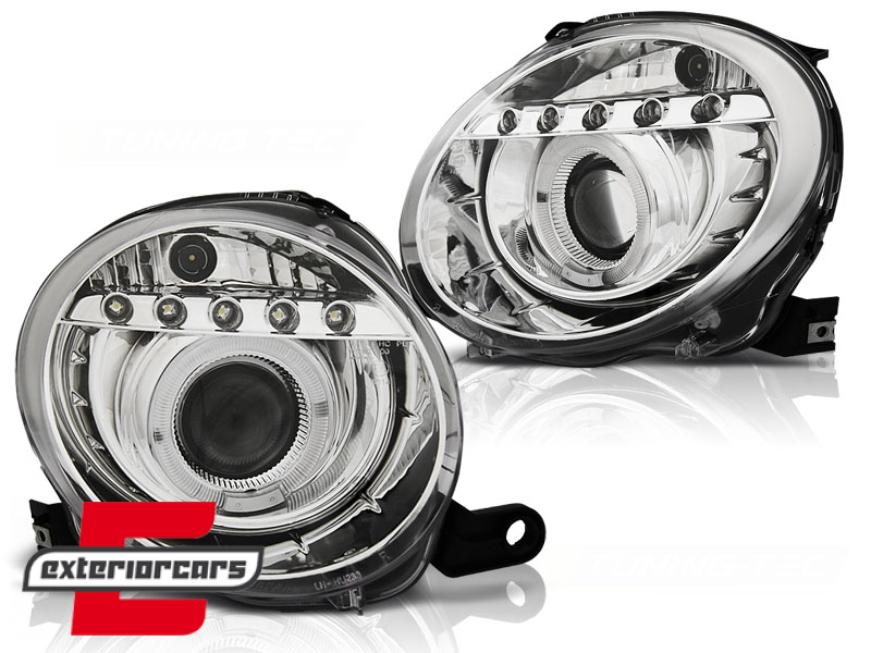 Prednja svjetla LED Angel Eye (chrome) / Fiat 500 (2007-2015) - Slika 2