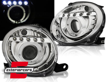 Prednja svjetla LED Angel Eye (chrome) / Fiat 500 (2007-2015)