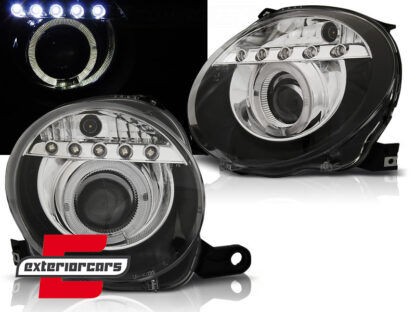 Prednja svjetla LED Angel Eye (crna) / Fiat 500 (2007-2015)