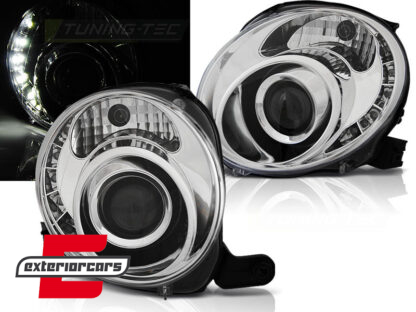 Prednja svjetla LED DRL (chrome) / Fiat 500 (2007-2015)