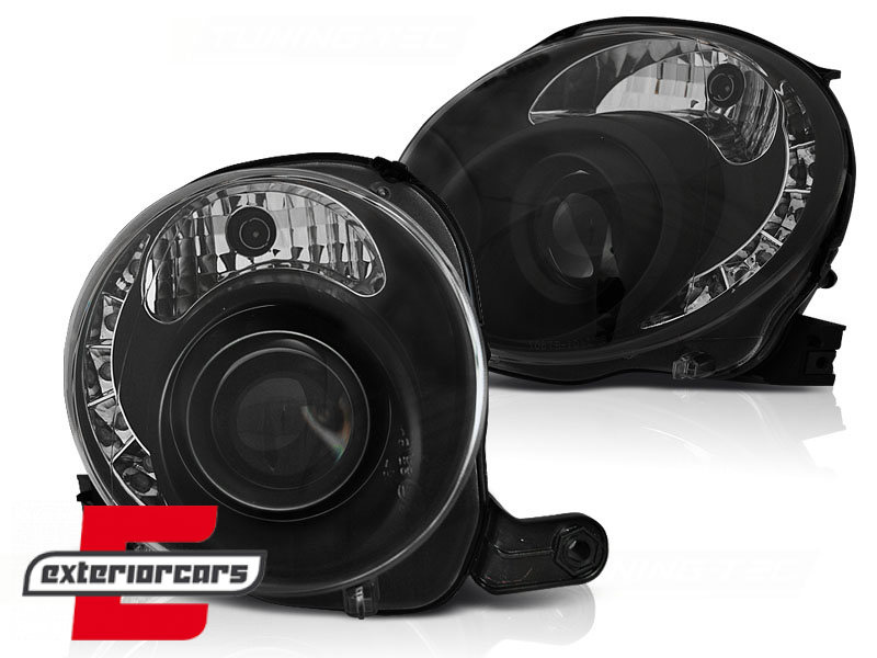 Prednja svjetla LED DRL (crna) / Fiat 500 (2007-2015) - Slika 2