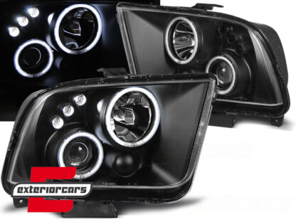 Prednja svjetla Angel Eyes (crna) / Ford Mustang (2004-2009)
