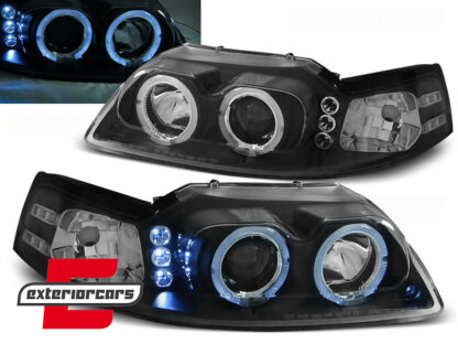 Prednja svjetla Angel Eyes (crna) / Ford Mustang (1998-2004)