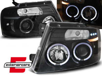Prednja svjetla Angel Eyes (crna) / Ford F150 Mk11 (2004-2008)