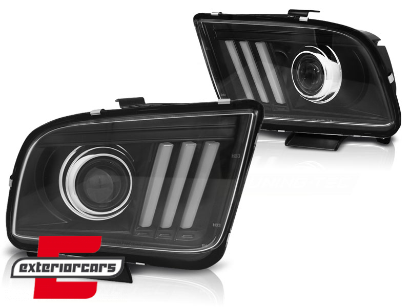 Prednja svjetla LED TubeLight (crna) / Ford Mustang (2004-2009) - Slika 2