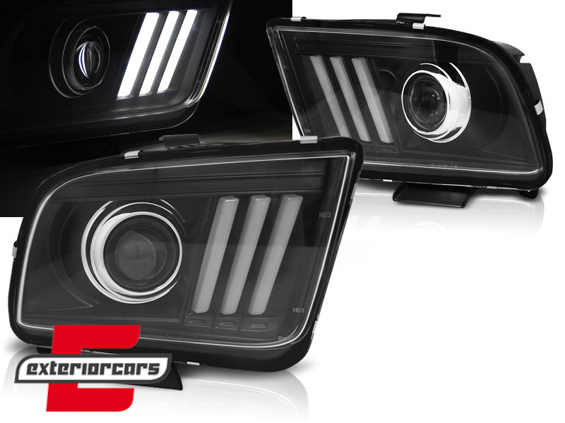 Prednja svjetla LED TubeLight (crna) / Ford Mustang (2004-2009)