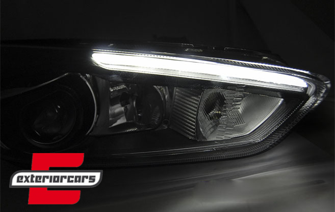 Prednja svjetla LED DRL (crna) / Ford Focus Mk3 Facelift (2014-2018) - Slika 3