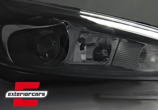 Prednja svjetla LED DRL (crna) / Ford Focus Mk3 Facelift (2014-2018) - Slika 4