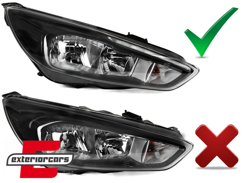 Prednja svjetla LED DRL (crna) / Ford Focus Mk3 Facelift (2014-2018) - Slika 6