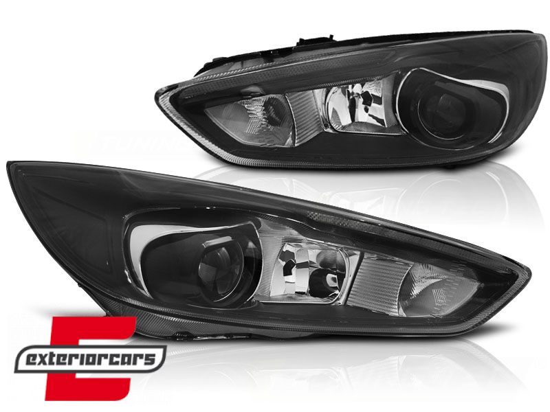 Prednja svjetla LED DRL (crna) / Ford Focus Mk3 Facelift (2014-2018) - Slika 2