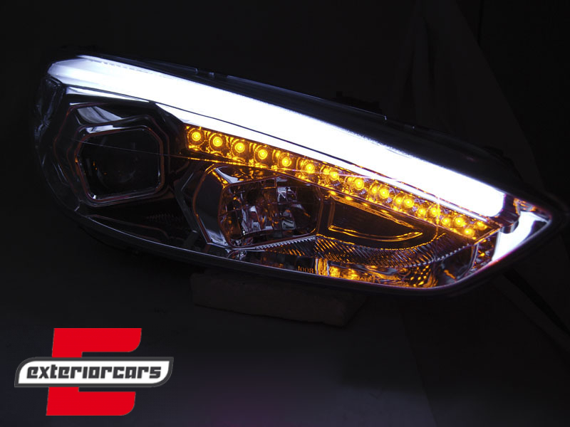 Prednja svjetla LED DRL Xenon look (chrome) / / Ford Focus Mk3 Facelift (2014-2018) - Slika 3
