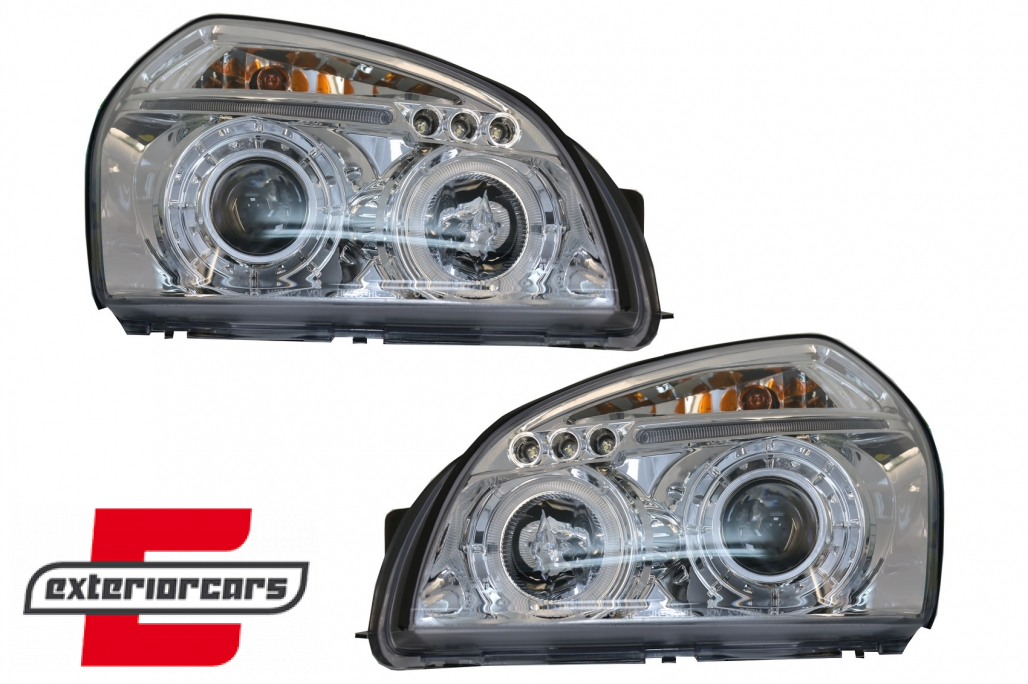 Prednja svjetla Angel Eyes dizajn (chrome) / Hyundai Tucson (2004-2010) - Slika 2