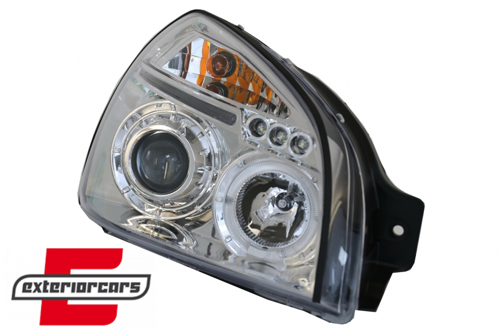 Prednja svjetla Angel Eyes dizajn (chrome) / Hyundai Tucson (2004-2010) - Slika 4