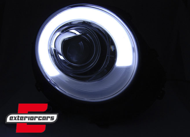 Prednja svjetla LED DRL TubeLight dizajn (crna) / Mini Cooper R56 Clubman R55 Cabrio R57 (2006-2014) - Slika 3