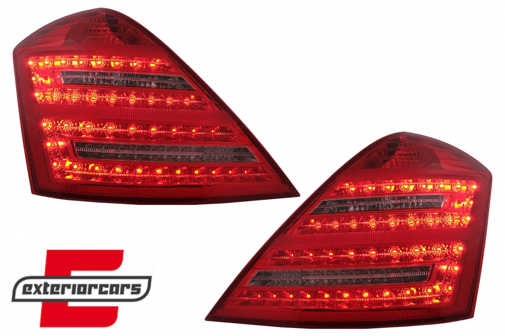 LED stražnja svjetla SEQ žmigavci Facelift dizajn (crvena/kristal) / Mercedes S-klasa W221 (2005-2009) - Slika 2
