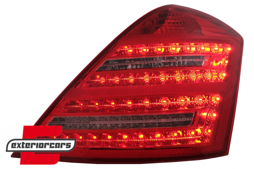 LED stražnja svjetla SEQ žmigavci Facelift dizajn (crvena/kristal) / Mercedes S-klasa W221 (2005-2009) - Slika 3