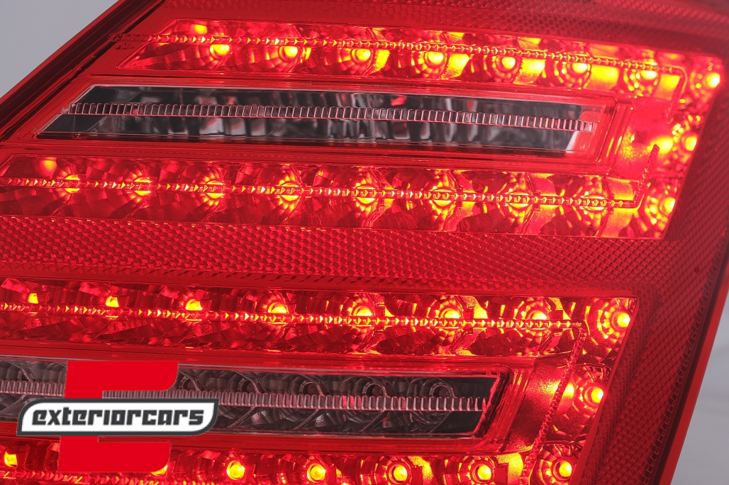 LED stražnja svjetla SEQ žmigavci Facelift dizajn (crvena/kristal) / Mercedes S-klasa W221 (2005-2009) - Slika 4