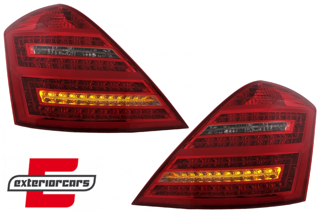 LED stražnja svjetla SEQ žmigavci Facelift dizajn (crvena/kristal) / Mercedes S-klasa W221 (2005-2009) - Slika 6
